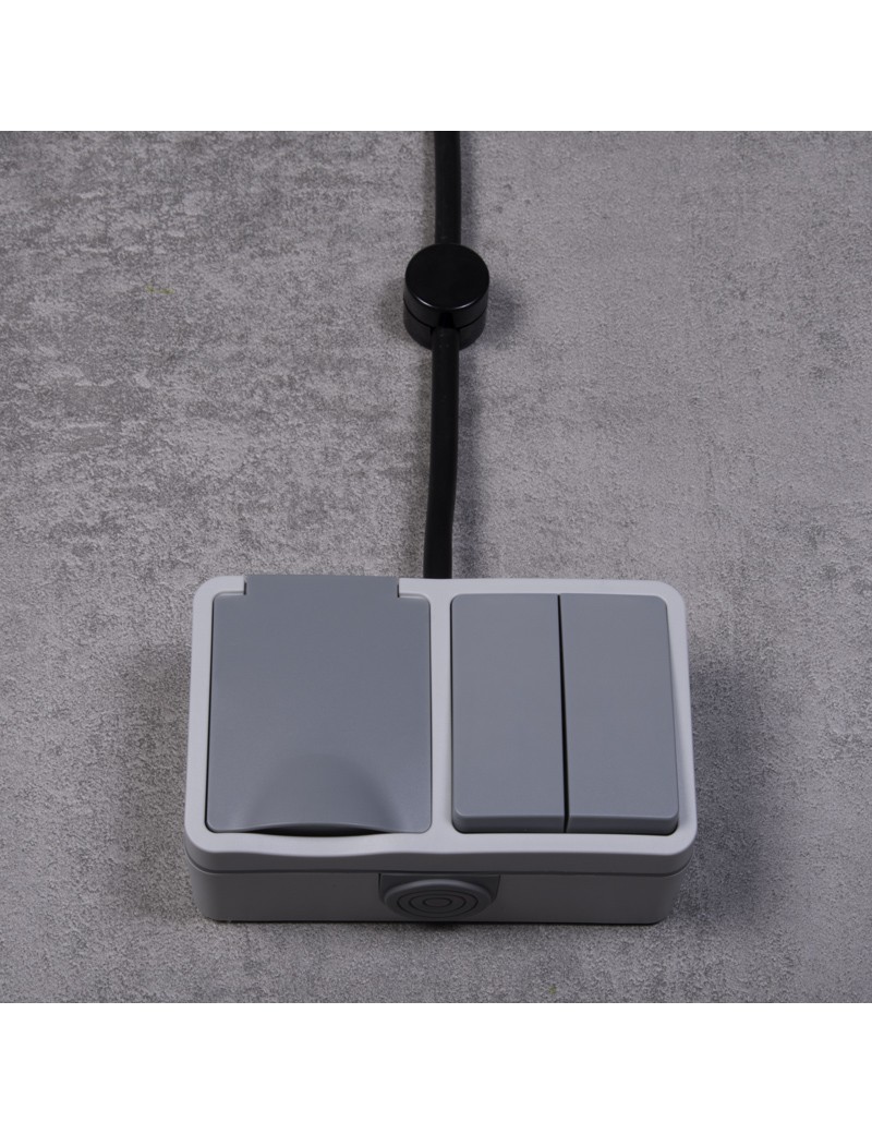 Doppelschalter + Steckdose IP54
