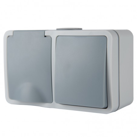 Doppelschalter + Steckdose IP54