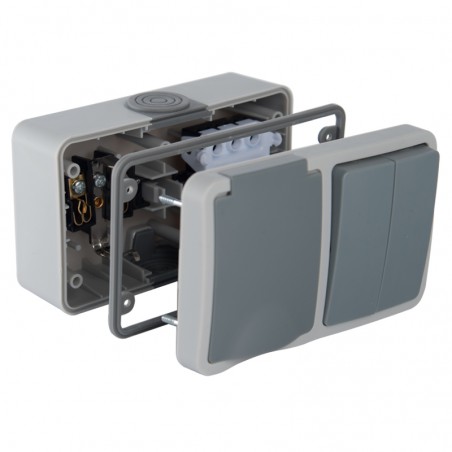 Doppelschalter + Steckdose IP54