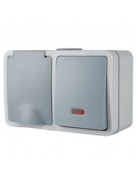 Einzelschalter mit LED + Steckdose IP54