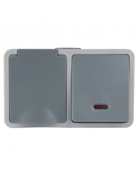 Einzelschalter mit LED + Steckdose IP54 2