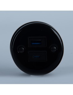 Keramische Aufputz-Steckdose 1x USB-A / 1x USB-C 2