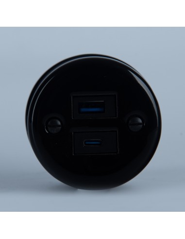 Keramische Aufputz-Steckdose 1x USB-A / 1x USB-C
