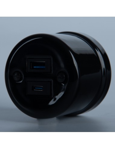 Keramische Aufputz-Steckdose 1x USB-A / 1x USB-C