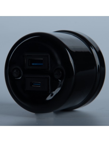 Keramische Aufputz-Steckdose 1x USB-A / 1x USB-C
