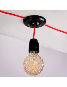 KABEL ZASILAJĄCY W OPLOCIE 230V 2x0,75mm 1,8m CZERWONY