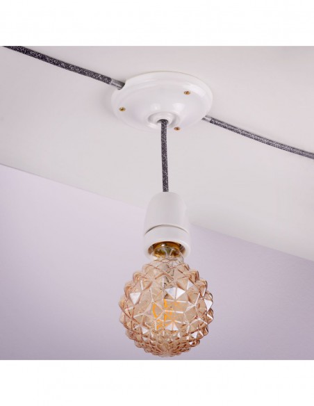 KABEL ZASILAJĄCY W OPLOCIE 230V 2x0,75mm 1,8m SZARO-BIAŁY