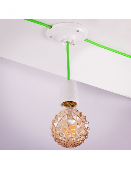 KABEL ZASILAJĄCY W OPLOCIE 230V 2x0,75mm 3m LIMONKOWY