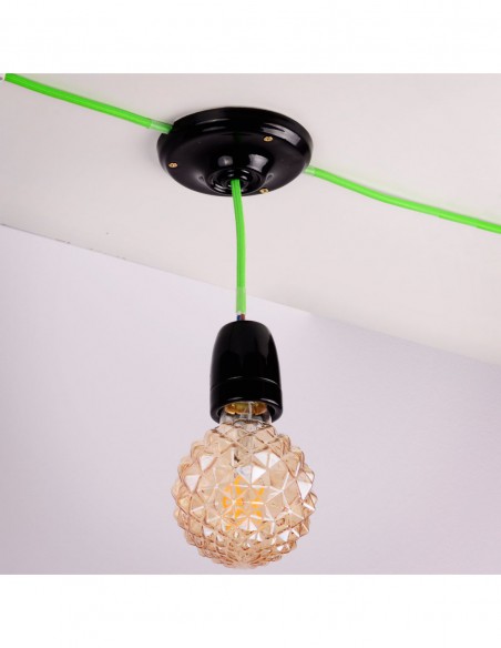 KABEL ZASILAJĄCY W OPLOCIE 230V 2x0,75mm 3m LIMONKOWY