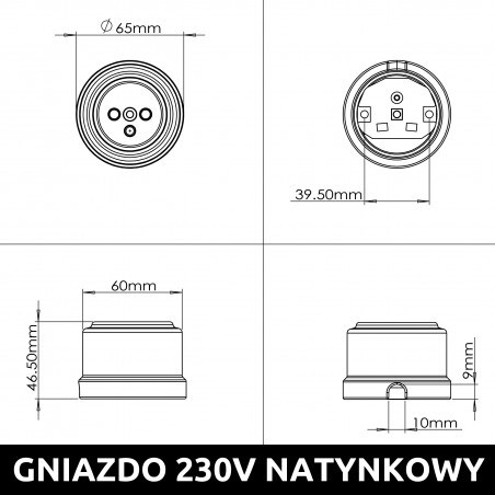 230V Steckdose mit Erdungsstift