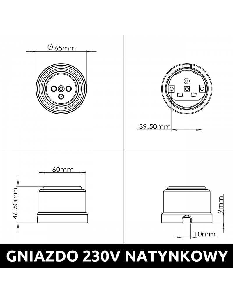 230V Steckdose mit Schutzkontakt