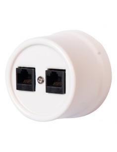 CERAMICZNE GNIAZDO 2xRJ45 NATYNKOWE BIAŁE