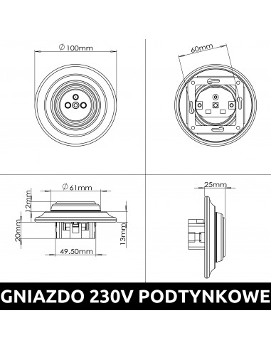 230V-Steckdose mit Schutzkontakt