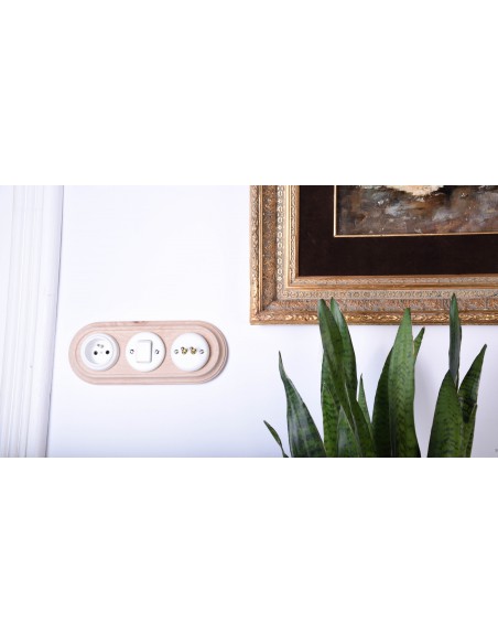 Keramischer Zweifach-Schalter für Treppenbeleuchtung, Unterputz, Hebel, Weiß