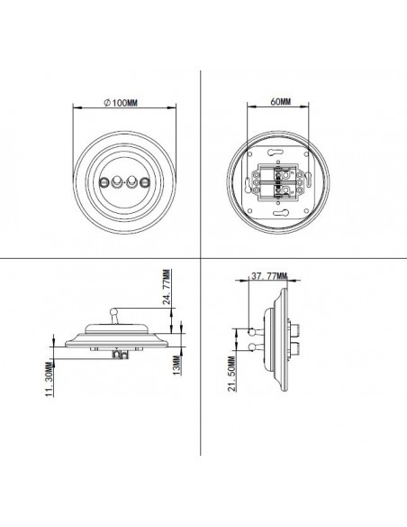Keramischer Zweifach-Schalter für Treppenbeleuchtung, Unterputz, Hebel, Weiß