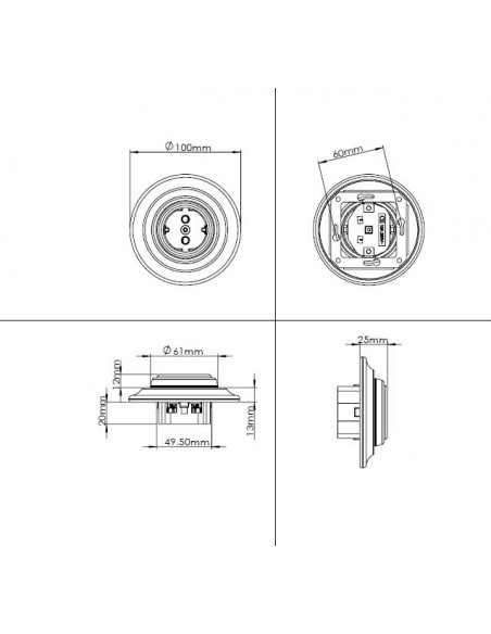 Schuko-Steckdose in Pastellblau