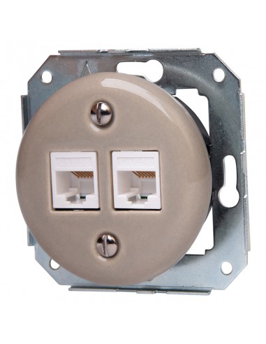 KERAMIK 2xRJ45 UNTERPUTZ-STECKDOSE...