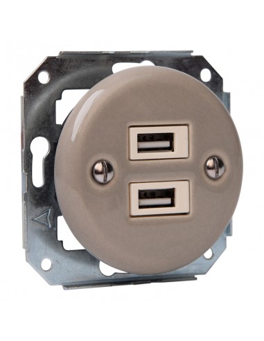 Keramische Unterputz-Steckdose mit 2× USB,...