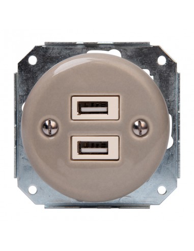 Keramische Unterputz-Steckdose mit 2× USB,...