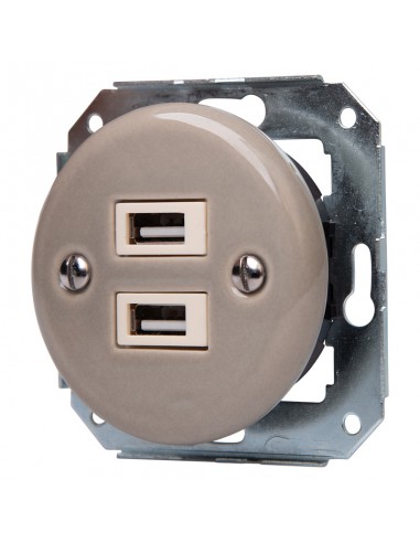 Keramische Unterputz-Steckdose mit 2× USB,...