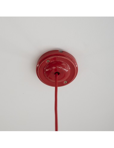 ROTE KERAMIK RUNDE DECKENROSETTE 100mm "APFEL"