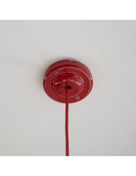 ROTE KERAMIK RUNDE DECKENROSETTE 100mm "APFEL"