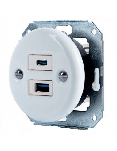 Keramische Unterputz-Steckdose 1xUSB A / 1xUSB...