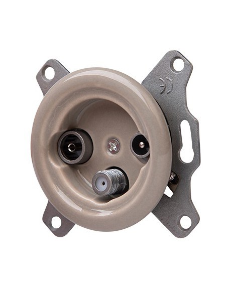 KERAMIK RTV SAT UNTERPUTZ-STECKDOSE PASTELL-OLIVE OHNE RAHMEN