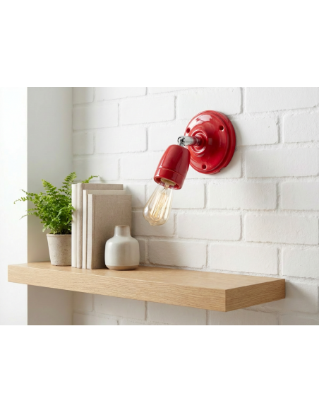 ROTE VERSTELLBARE WAND-/DECKENKERAMIKLEUCHTE