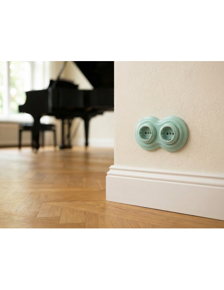 Keramischer Doppelrahmen „Schneemann“ Pastell-Mint