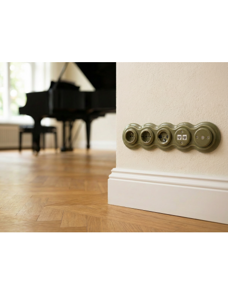 CERAMICZNA RAMKA PIĘCIOKROTNA PODTYNKOWA PASTELOWA OLIWKOWA CRPT5PO