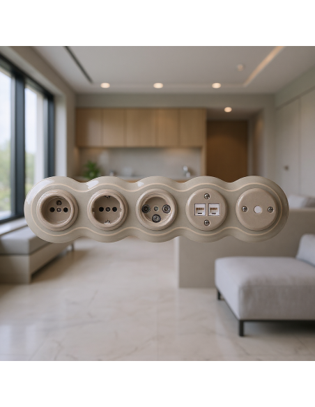 CERAMICZNA RAMKA PIĘCIOKROTNA BAŁWANEK SZARA