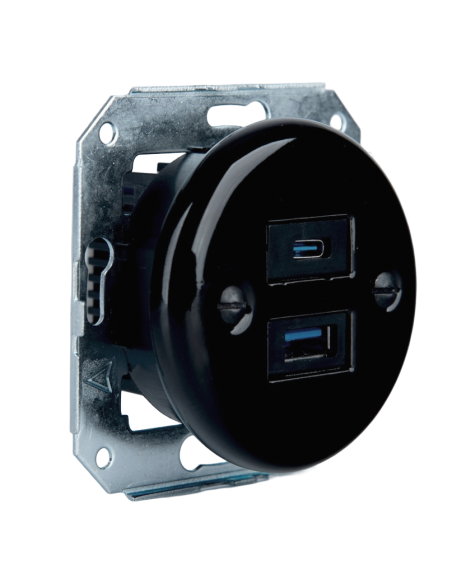 Keramische Unterputz-Steckdose 1xUSB A / 1xUSB C