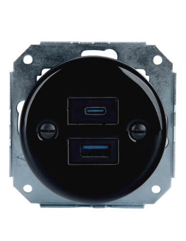 Keramische Unterputz-Steckdose 1xUSB A / 1xUSB C
