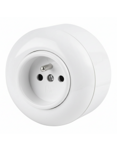 LOFT 230V STECKDOSE MIT ERDUNGSPIN WEISS AUFPUTZ EINZEL JLM