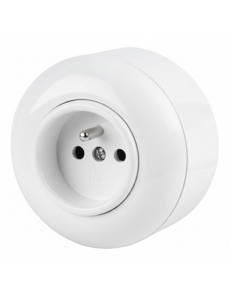 LOFT 230V STECKDOSE MIT ERDUNGSPIN WEISS AUFPUTZ EINZEL JLM