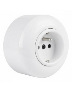 LOFT 230V STECKDOSE MIT ERDUNGSPIN WEISS AUFPUTZ EINZEL JLM 2