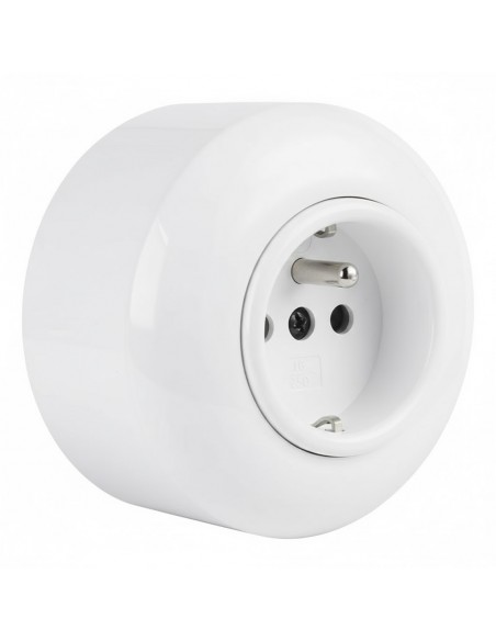 LOFT 230V STECKDOSE MIT ERDUNGSPIN WEISS AUFPUTZ EINZEL JLM