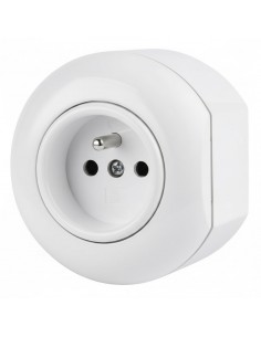 LOFT 230V STECKDOSE MIT ERDUNGSPIN WEISS AUFPUTZ ENDSTÜCK...