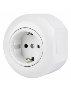 LOFT 230V SCHUKO STECKDOSE WEISS AUFPUTZ ENDSTÜCK JLM