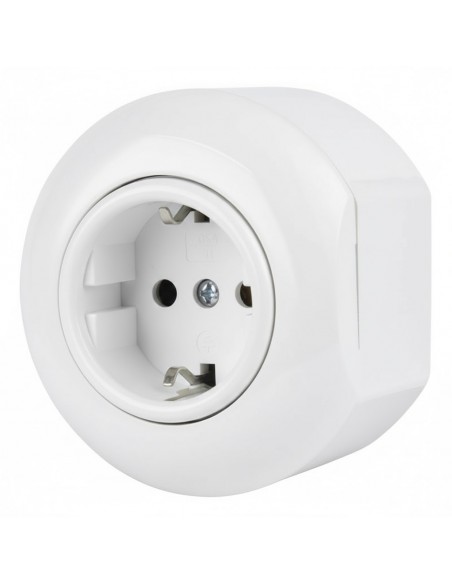 LOFT 230V SCHUKO STECKDOSE WEISS AUFPUTZ ENDSTÜCK JLM