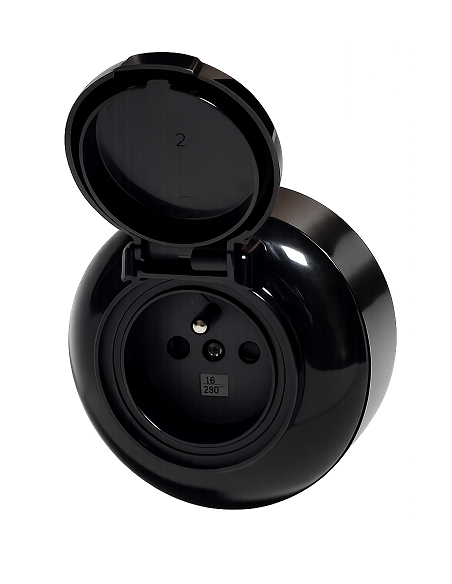 LOFT GNIAZDO 230V Z BOLCEM IP44 CZARNE NATYNKOWE JEDNOKROTNE JLM