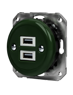 Keramik-Unterputzsteckdose 2x USB, grün