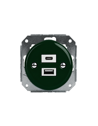 Keramik-Unterputzsteckdose 1x USB-A  1x USB-C,...